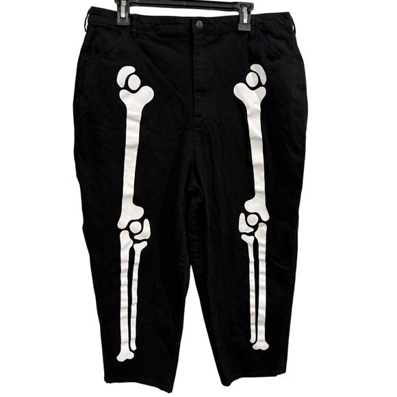 Modcloth Denim - ModCloth x Black Friday Plus 18 White Skeleton Cargo Carpenter Jeans EUC Goth